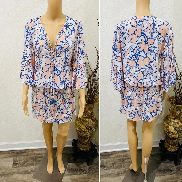 Maaji Blue and Pink Floral Swim Coverup - Picture 5 of 11